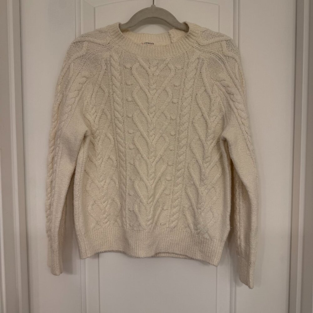 Crewcuts Girls Cable Knit Sweater Size M 9-10 Cream Ivory